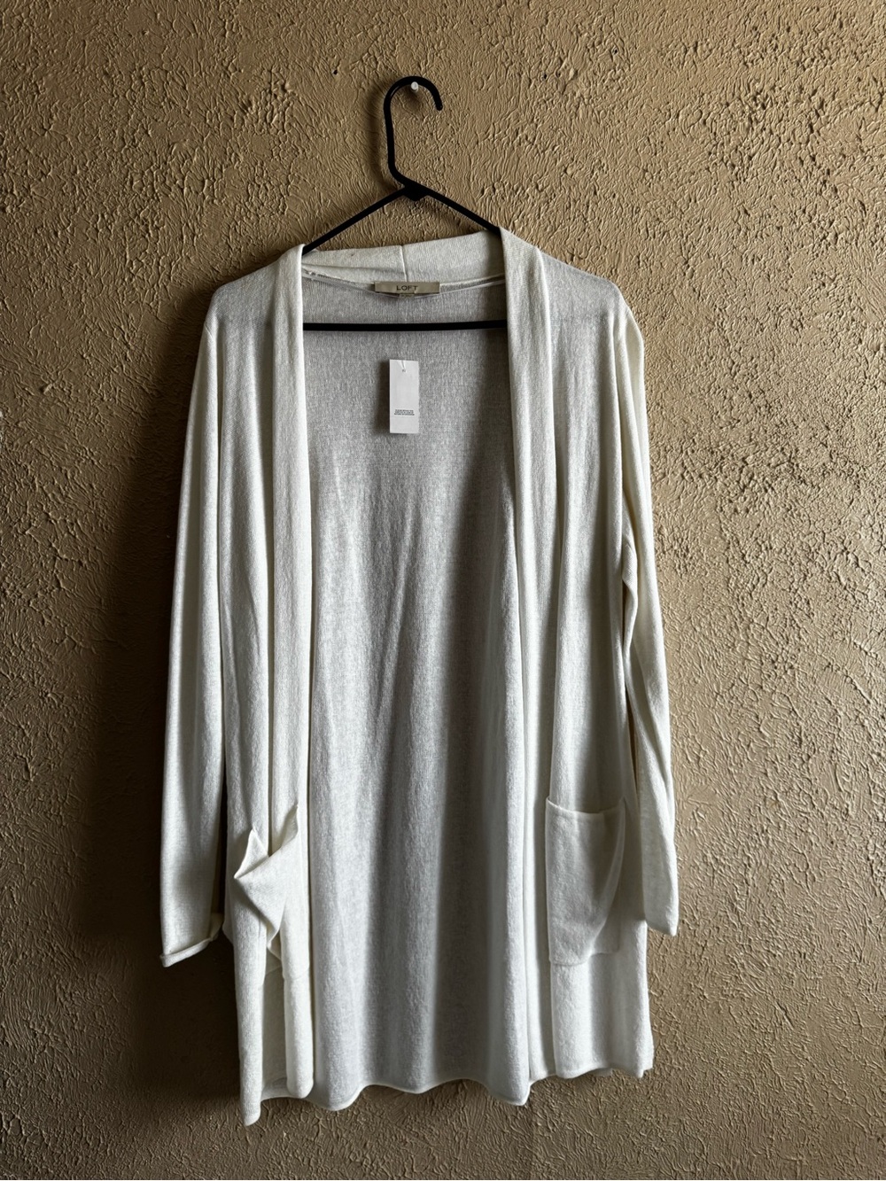 LOFT white Open-Front Lightweight Cardigan